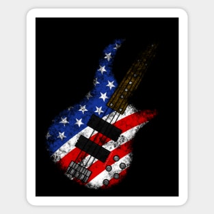 American Flag Bass Guitar Bassist 4th July Sticker